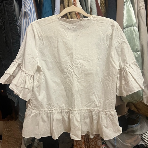 Apiece Apart New York Flutter Sleeve Blouse Top - Picture 5 of 5